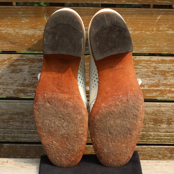 Vintage the Hartt Shoe White Perforated Leather Derby, Men's 9 D, Made in Canada - Picture 11 of 13